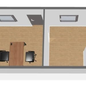 Contenedor social de 21 m² – WC y vestuario